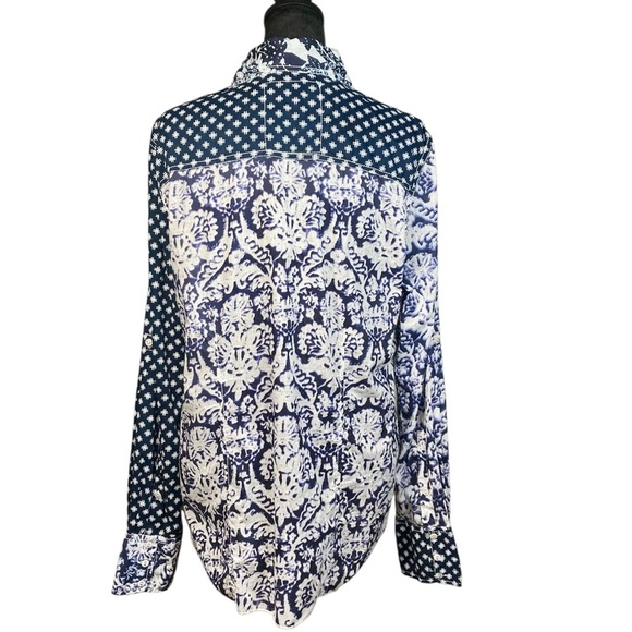 Cino Bottom Down Shirt Patterned Blue Size Medium - Picture 3 of 7